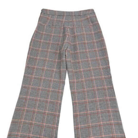 Aritzia Wilfred Kick Flare Check Houndstooth Plaid Pants Black Rust Size 2 - Picture 8 of 8